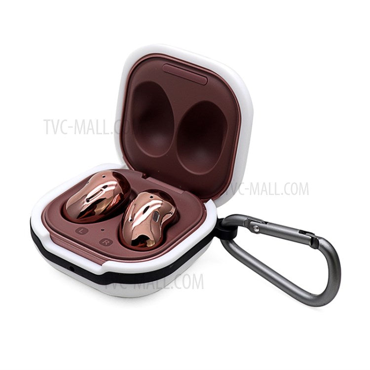 Soft Silicone Wireless Bluetooth Earphones Case Protective Sleeve with Anti-Lost Buckle for Samsung Galaxy Buds Live - White