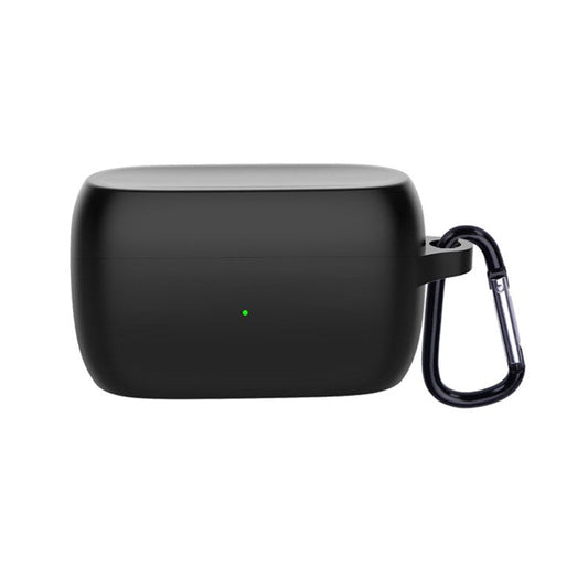 Soft Silicone Protective Case Bluetooth Earphone Cover with Anti-lost Buckle for Jabra Elite 3 - Black