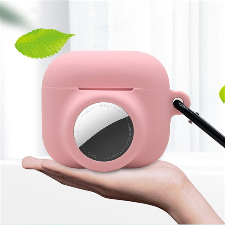 2 in 1 Soft Silicone Case Anti-scratch Protective Cover for AirPods 3/AirTag - Avocado Green