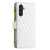 BINFEN COLOR BF Style-15 For Samsung Galaxy A16 5G / A16 4G Leather Case Zipper Pocket Rhombus Phone Cover - White