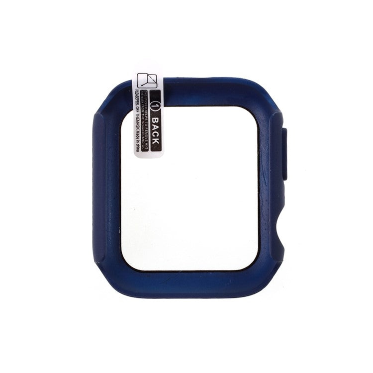 Multiple Colors PC Frame Cover Shell with Glass Screen Protector Film for Apple Watch Series 4 / 5 / 6 44mm / SE 44mm / SE (2022) 44mm - Dark Blue