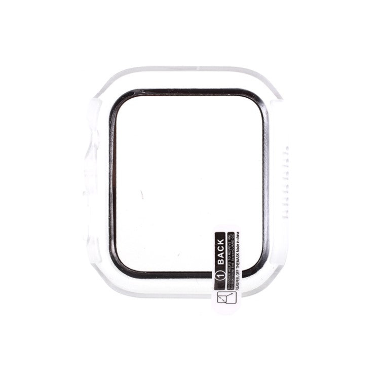 Multiple Colors PC Frame Cover Shell with Glass Screen Protector Film for Apple Watch Series 4 / 5 / 6 44mm / SE 44mm / SE (2022) 44mm - Transparent