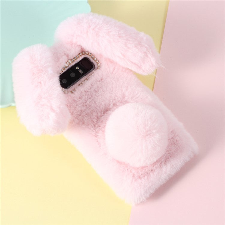 Rabbit Design Soft Fur TPU Back Phone Case for Samsung Galaxy Note 8 N950 - Pink