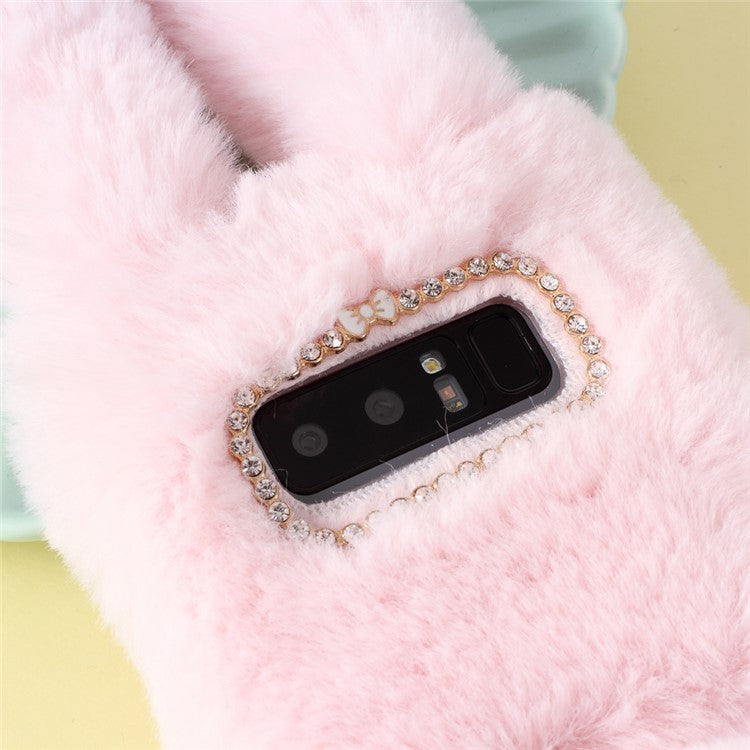 Rabbit Design Soft Fur TPU Back Phone Case for Samsung Galaxy Note 8 N950 - Pink