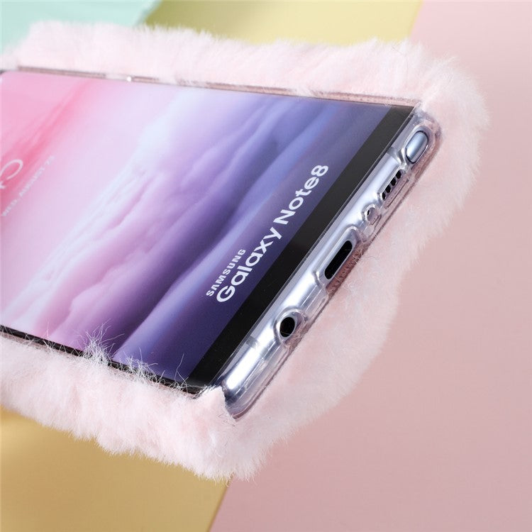 Rabbit Design Soft Fur TPU Back Phone Case for Samsung Galaxy Note 8 N950 - Pink
