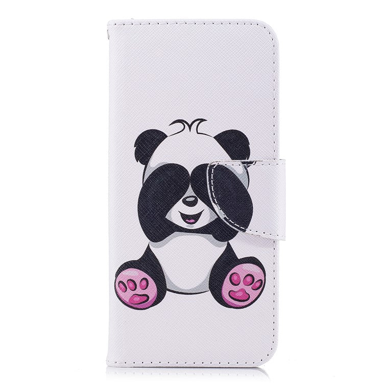 Pattern Printing PU Leather Magnetic Wallet Stand Mobile Phone Cover for Samsung Galaxy S9 - Cute Panda