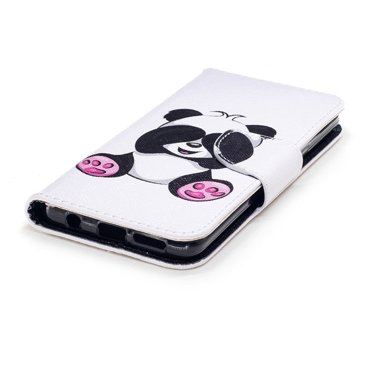 Pattern Printing PU Leather Magnetic Wallet Stand Mobile Phone Cover for Samsung Galaxy S9 - Cute Panda