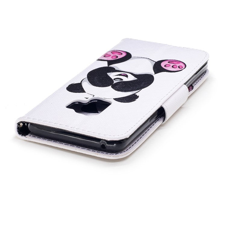 Pattern Printing PU Leather Magnetic Wallet Stand Mobile Phone Cover for Samsung Galaxy S9 - Cute Panda