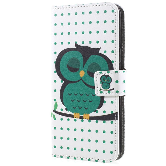 Pattern Printing PU Leather Magnetic Wallet Stand Protective Mobile Phone Cover for Samsung Galaxy S9 - Sleeping Owl