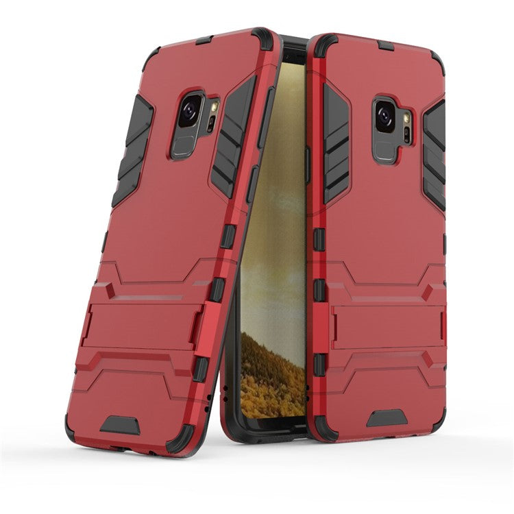 Cool Guard Kickstand PC TPU Combo Phone Case for Samsung Galaxy S9 G960 - Red