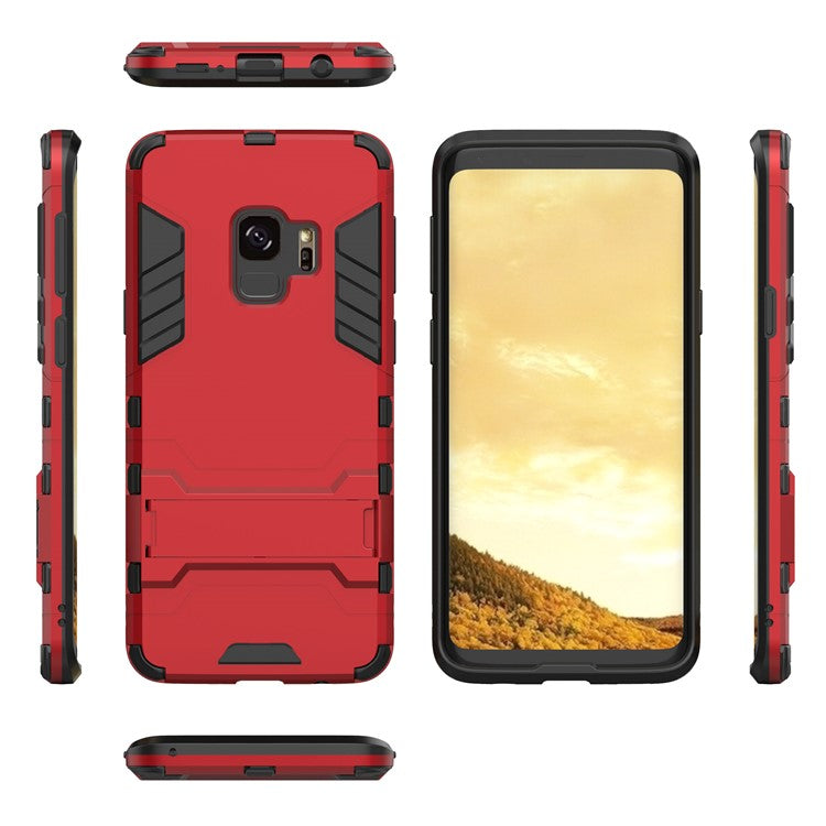 Cool Guard Kickstand PC TPU Combo Phone Case for Samsung Galaxy S9 G960 - Red