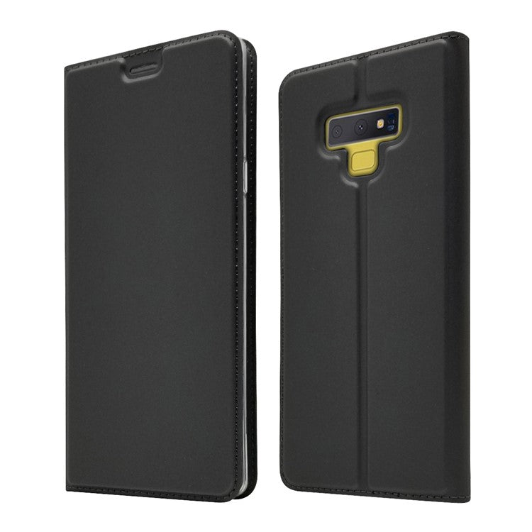 Auto-absorbed Stand Leather Case with Card Slot for Samsung Galaxy Note 9 - Black