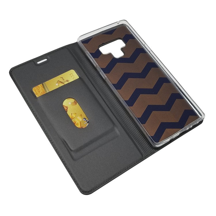 Auto-absorbed Stand Leather Case with Card Slot for Samsung Galaxy Note 9 - Black