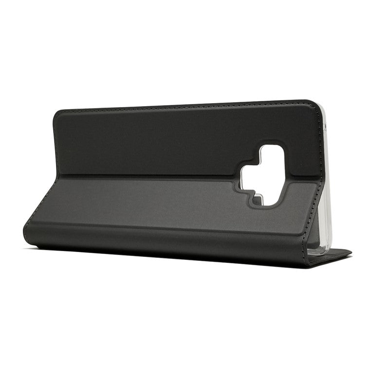 Auto-absorbed Stand Leather Case with Card Slot for Samsung Galaxy Note 9 - Black