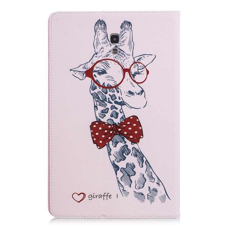 Pattern Printing Leather Tablet Case Shell with [Wallet Stand] for Samsung Galaxy Tab A 10.5 (2018) T590 T595 - Adorable Giraffe Wearing Glasses