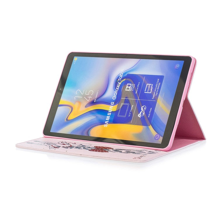 Pattern Printing Leather Tablet Case Shell with [Wallet Stand] for Samsung Galaxy Tab A 10.5 (2018) T590 T595 - Adorable Giraffe Wearing Glasses