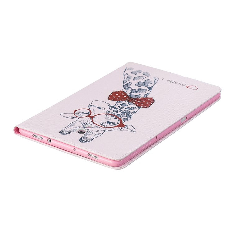 Pattern Printing Leather Tablet Case Shell with [Wallet Stand] for Samsung Galaxy Tab A 10.5 (2018) T590 T595 - Adorable Giraffe Wearing Glasses
