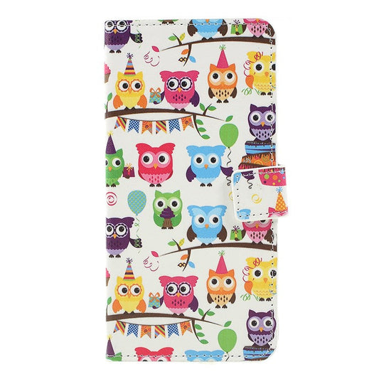 Pattern Printing PU Leather Magnetic Wallet Stand Protective Cover for Samsung Galaxy A7 (2018) - Owl Family