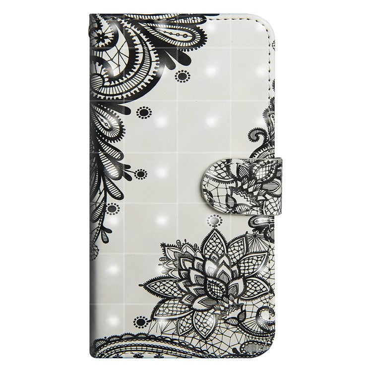 Pattern Printing Light Spot Decor Wallet Stand Leather Flip Cell Phone Case for Samsung Galaxy A7 (2018) - Lace Flower