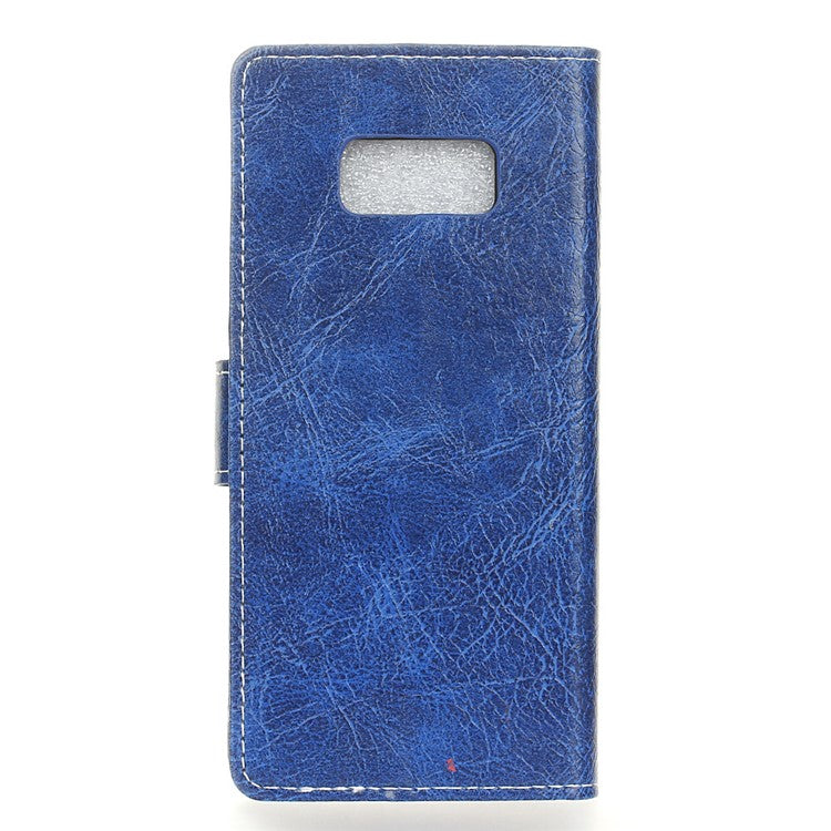 Retro Crazy Horse PU Leather Wallet Stand Case for Samsung Galaxy S10e - Blue