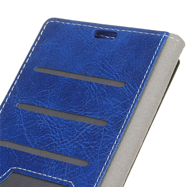 Retro Crazy Horse PU Leather Wallet Stand Case for Samsung Galaxy S10e - Blue