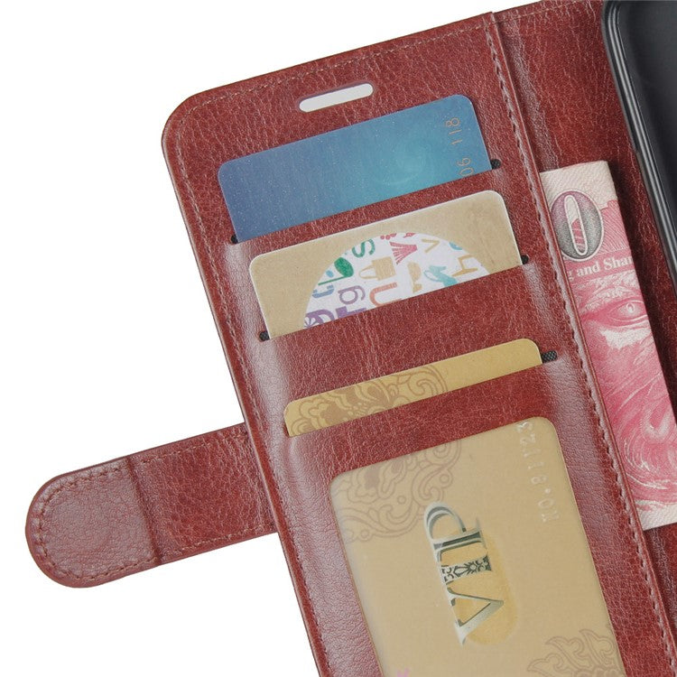 Crazy Horse Wallet PU Leather Magnetic Cover for Samsung Galaxy S10 - Brown