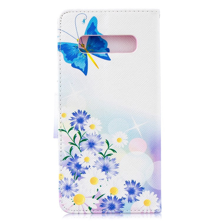 Pattern Printing PU Leather Flip Shell for Samsung Galaxy S10 Plus - Blue Butterflies