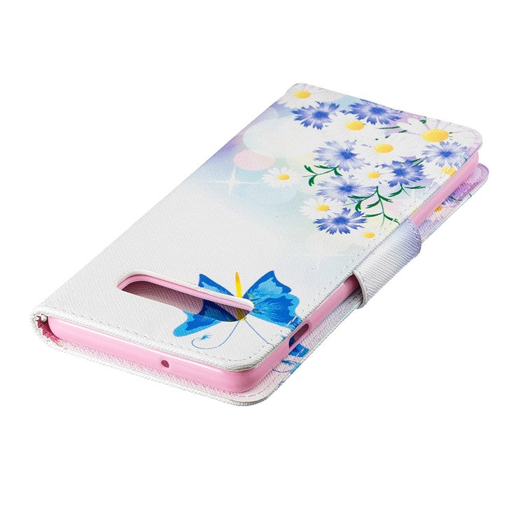 Pattern Printing PU Leather Flip Shell for Samsung Galaxy S10 Plus - Blue Butterflies