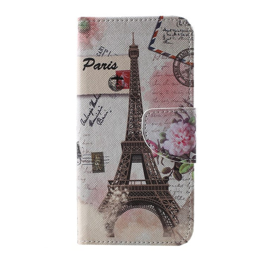 Pattern Printing Cross Texture Leather Stand Case with Card Slots for Samsung Galaxy S10 Plus - Eiffel Tower