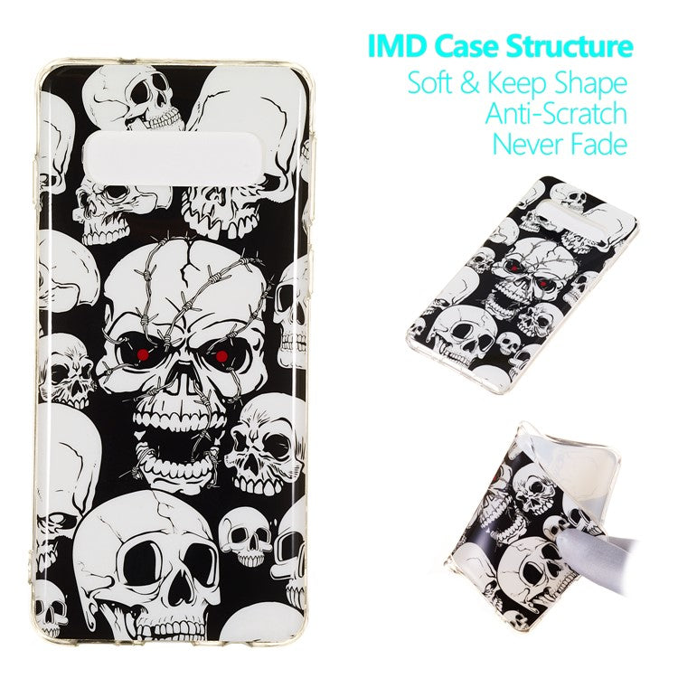 Luminous Glow Pattern Printing TPU Cell Phone Case for Samsung Galaxy S10 - Cool Skulls