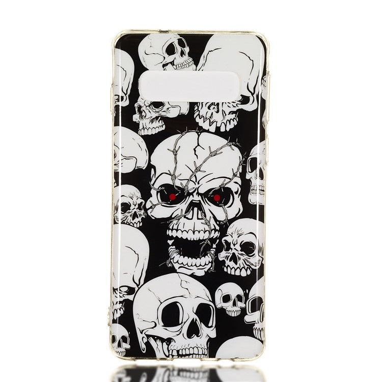 Luminous Glow Pattern Printing TPU Cell Phone Case for Samsung Galaxy S10 - Cool Skulls