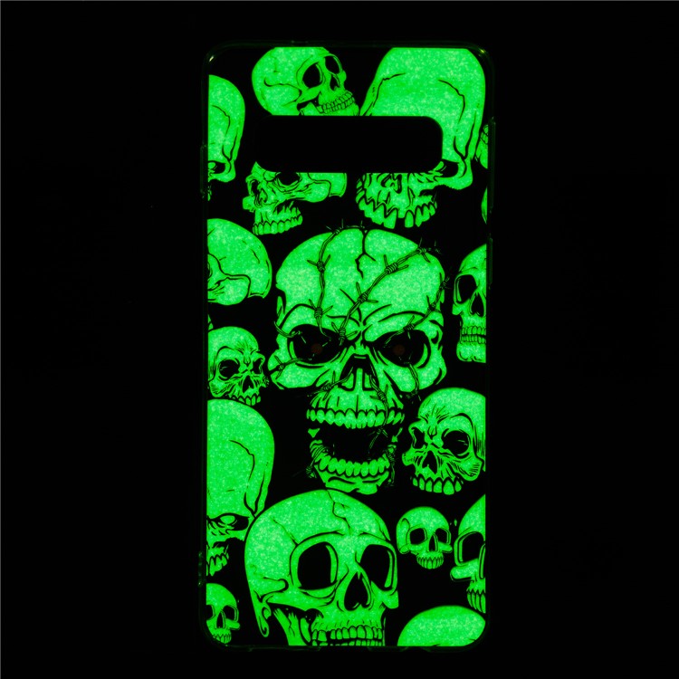 Luminous Glow Pattern Printing TPU Cell Phone Case for Samsung Galaxy S10 - Cool Skulls