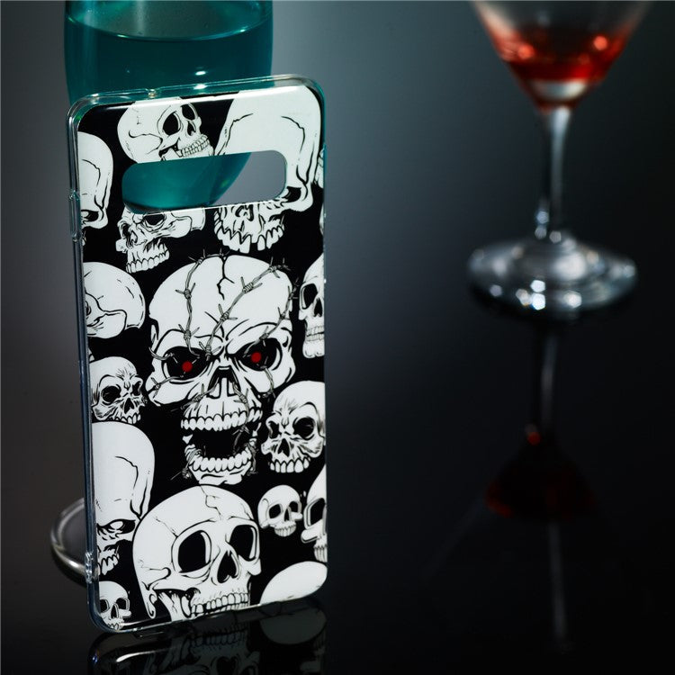 Luminous Glow Pattern Printing TPU Cell Phone Case for Samsung Galaxy S10 - Cool Skulls