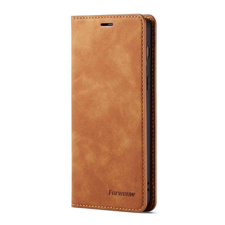 FORWENW Fantasy Series Stand Silky Touch Leather Wallet Case for Samsung Galaxy A8 (2018) - Brown