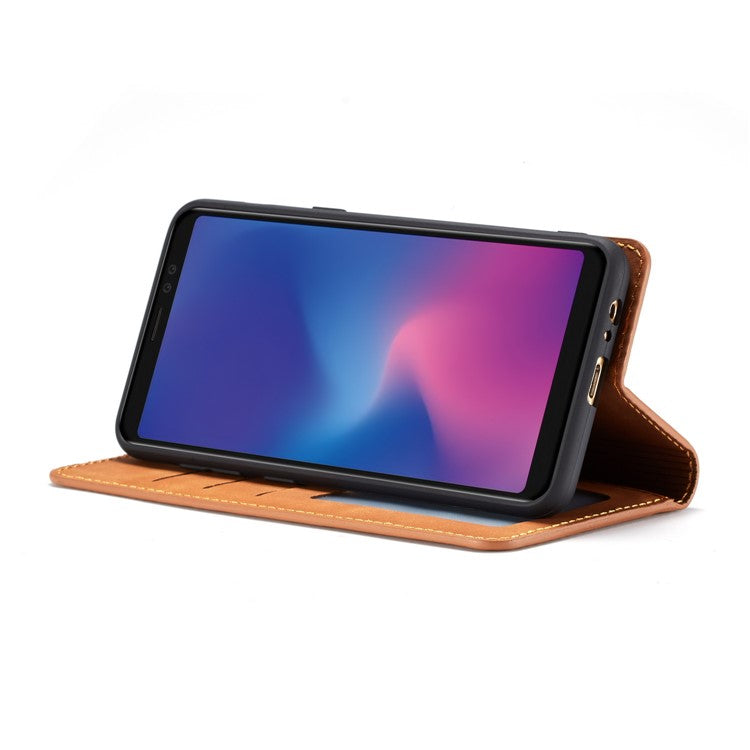 FORWENW Fantasy Series Stand Silky Touch Leather Wallet Case for Samsung Galaxy A8 (2018) - Brown