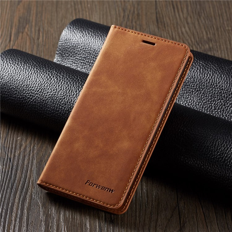 FORWENW Fantasy Series Stand Silky Touch Leather Wallet Case for Samsung Galaxy A8 (2018) - Brown