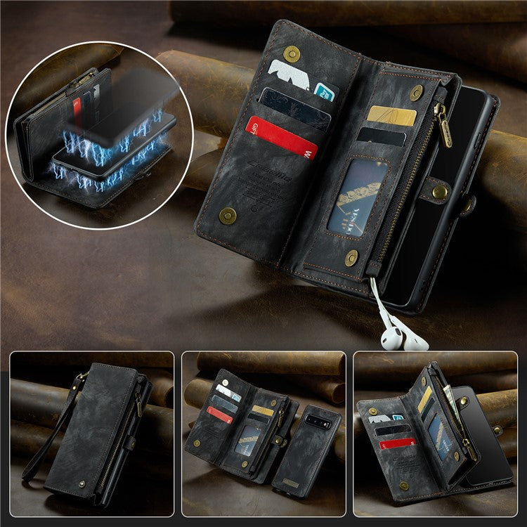 CASEME 008 Series for Samsung Galaxy S10 Plus Detachable 2-in-1 Multi-functional Wallet PU Leather Case - Black