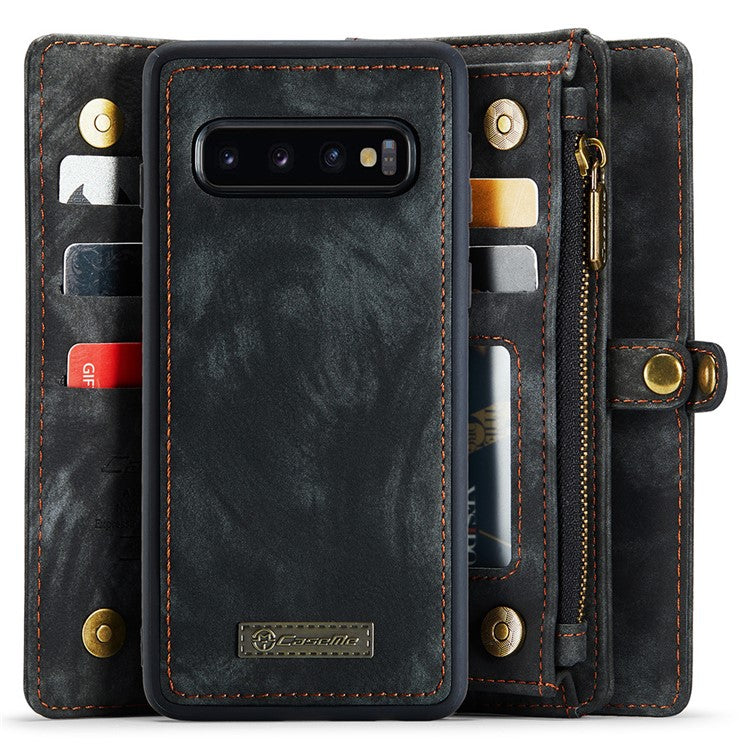 CASEME 008 Series for Samsung Galaxy S10 Plus Detachable 2-in-1 Multi-functional Wallet PU Leather Case - Black