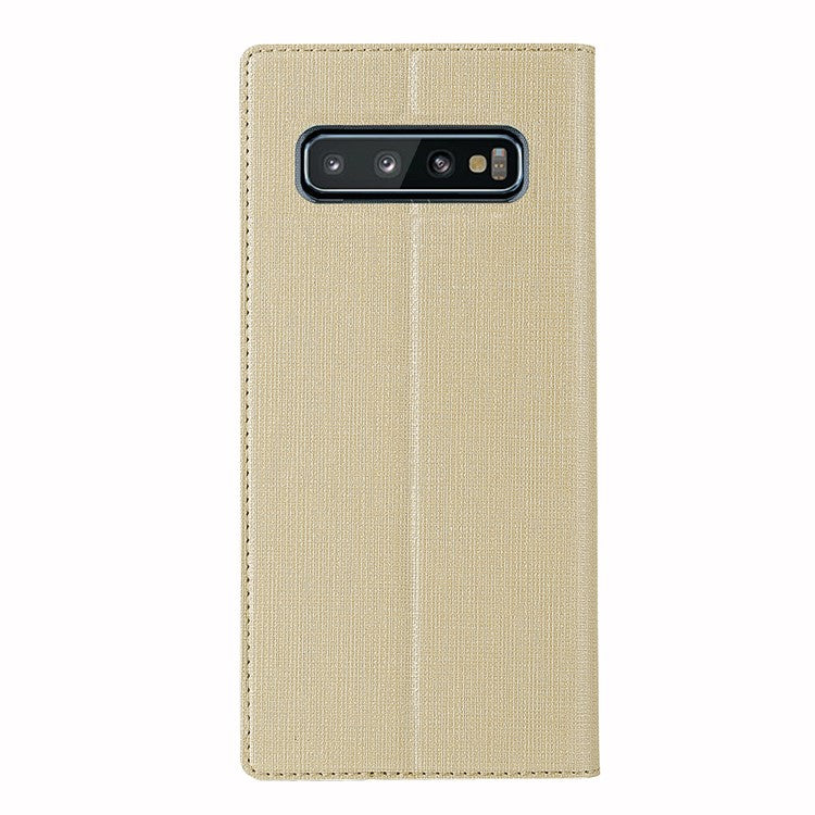 VILI DMX Cross Texture Card Slot Leather Stand Case for Samsung Galaxy S10 Plus - Gold