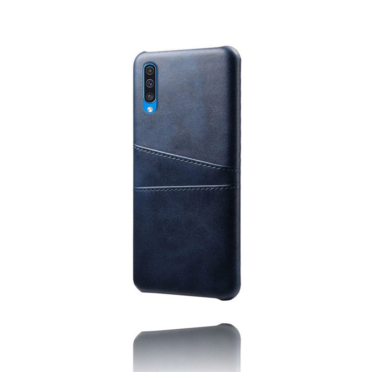 Dual Card Slots PU Leather Coated PC Mobile Phone Shell for Samsung Galaxy A50 / A50s / A30s - Blue