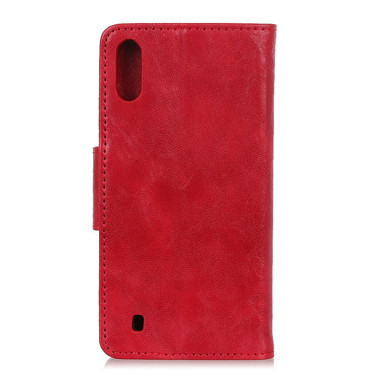 Crazy Horse Wallet Leather Stand Case for Samsung Galaxy A10 - Red