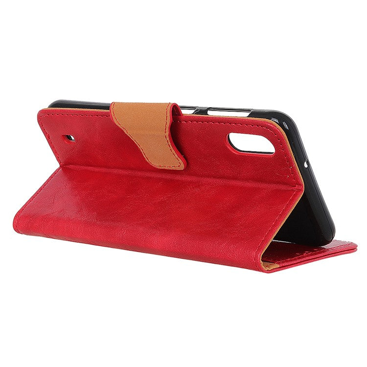 Crazy Horse Wallet Leather Stand Case for Samsung Galaxy A10 - Red