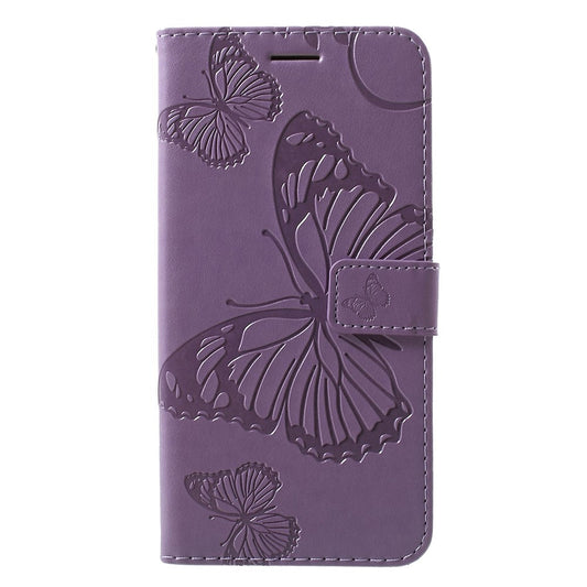 For Samsung Galaxy M10 / A10 Wallet Case Floral Butterfly Imprinted Leather Phone Cover Stand - Purple