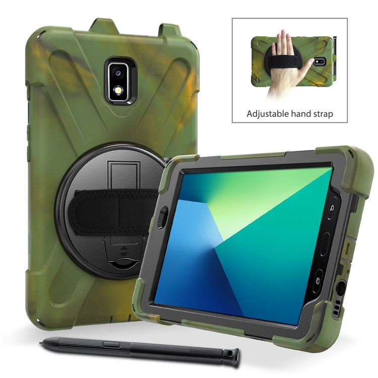 For Samsung Galaxy Tab Active 2 8.0 T395 / T390 [X-Shape] PC + TPU Combo Case with Kickstand Shoulder Strap - Camouflage