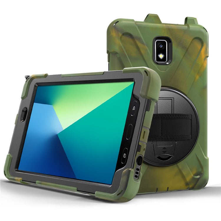 For Samsung Galaxy Tab Active 2 8.0 T395 / T390 [X-Shape] PC + TPU Combo Case with Kickstand Shoulder Strap - Camouflage