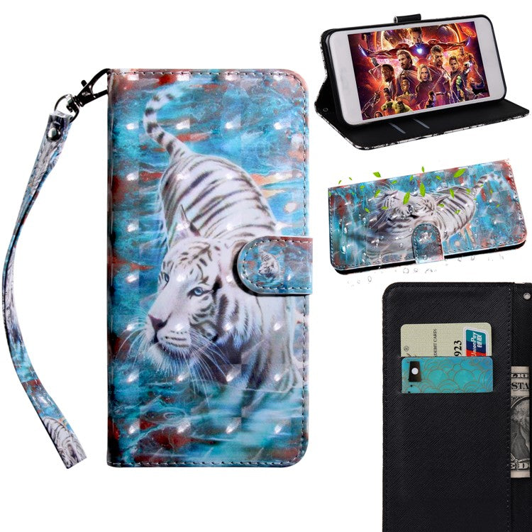 Light Spot Decor Patterned Leather Wallet Case for Samsung Galaxy A40 - Tiger