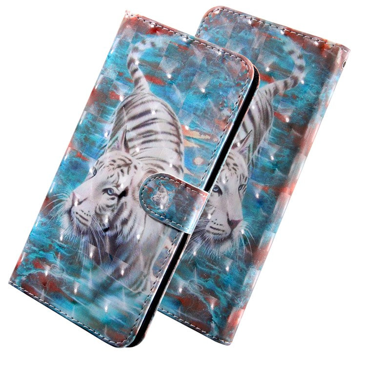 Light Spot Decor Patterned Leather Wallet Case for Samsung Galaxy A40 - Tiger
