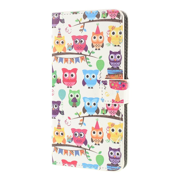 Pattern Printing PU Leather Cell Phone Casing for Samsung Galaxy A10 - Multiple Cute Owls