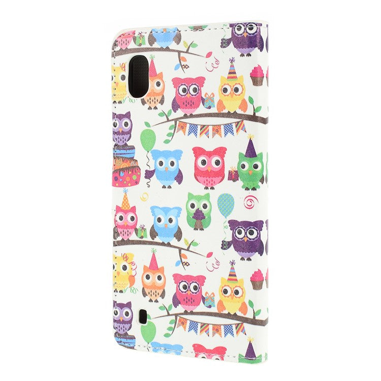 Pattern Printing PU Leather Cell Phone Casing for Samsung Galaxy A10 - Multiple Cute Owls