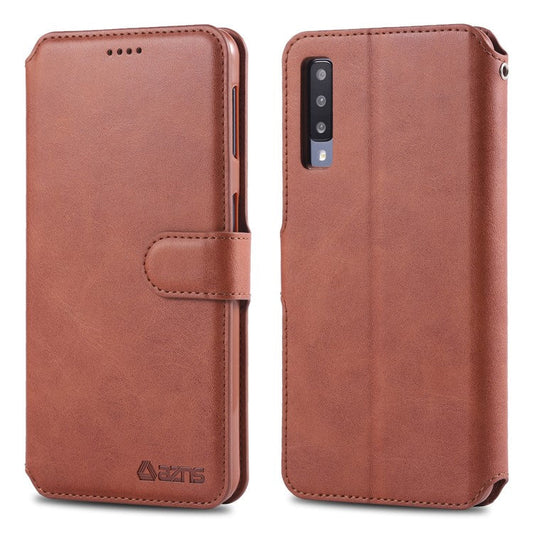 AZNS Wallet Leather Mobile Phone Case for Samsung Galaxy A50 / A50s / A30s - Brown